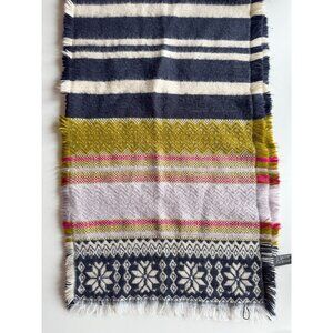 ZARA Multicolor Striped Snowflake Acrylic Knit Large Rectangle Blanket Scarf
